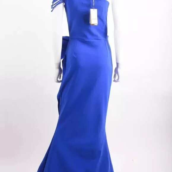 Chiara Boni La Petite Robe Amparo One-Shoulder Jersey Gown Dress Sz 10 Blue NWT - Picture 3 of 8